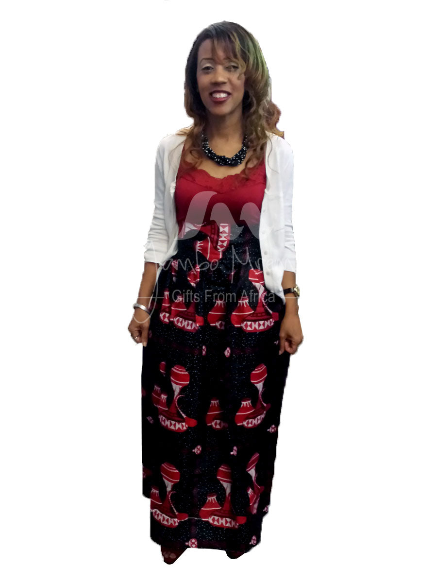 Dada Long African Print Skirts with Pockets