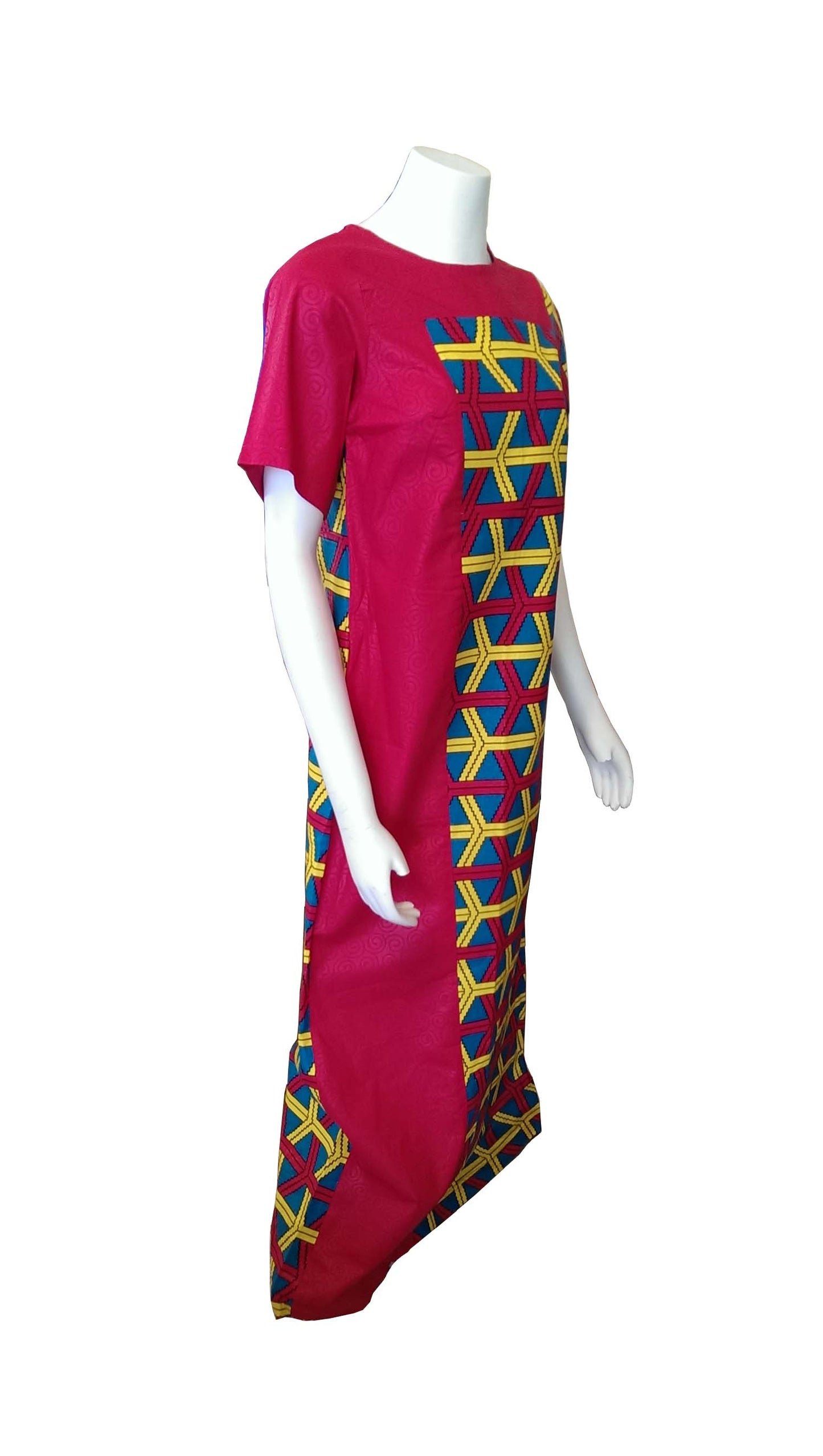 Shangazi Three Toned Dress with Pink, Yellow and Teal