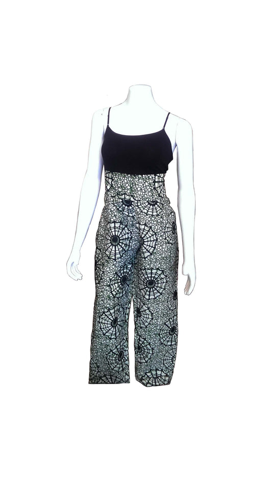 Bamba Pants Green Webbed Black Print (Straight Pant Leg)