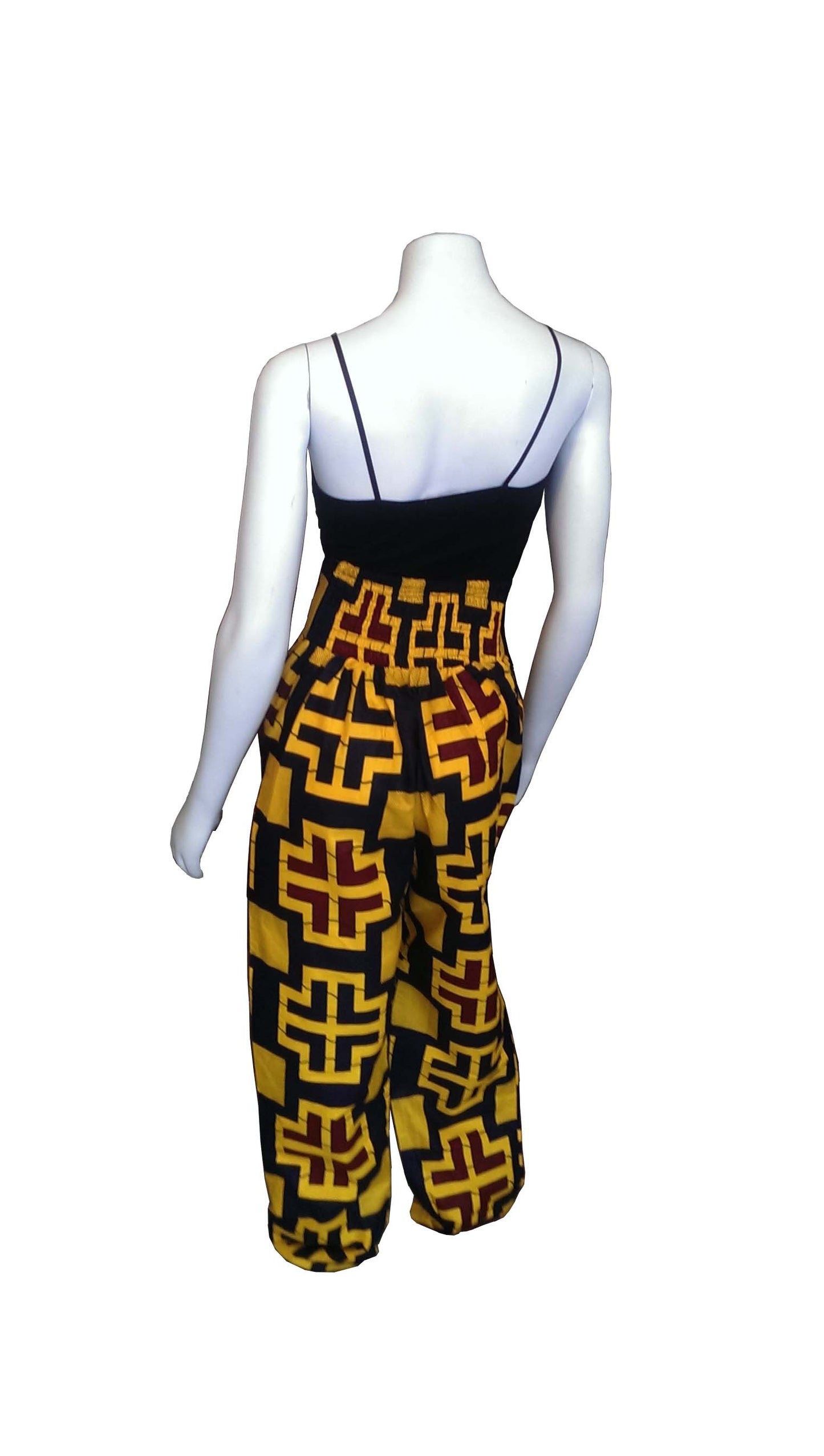 Bamba Yellow Blue and Red African Print Pants (Straight Pant Leg)