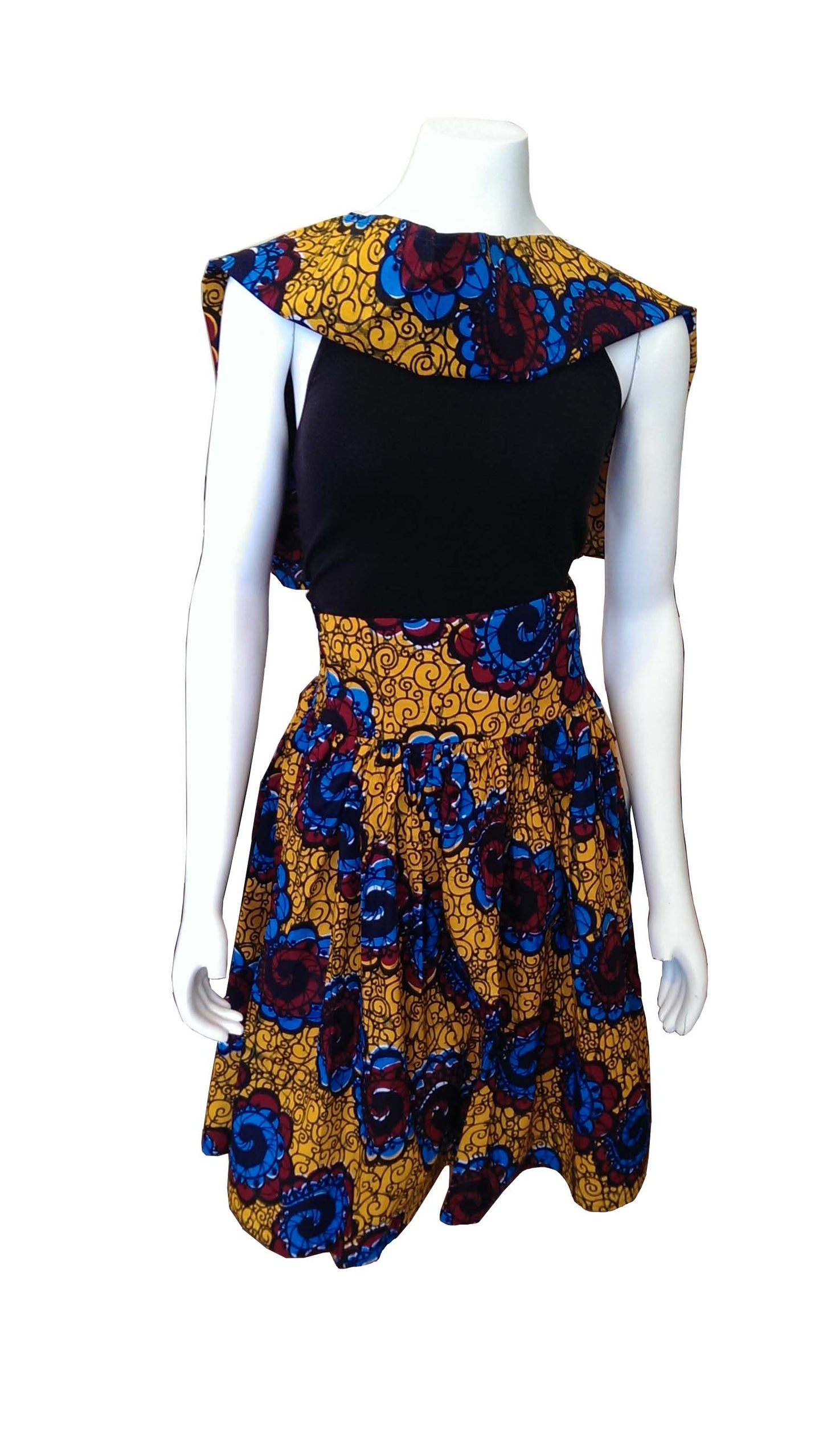 Sarafina Knee-Length Skirt Orange, Blue, Red and Black Designs