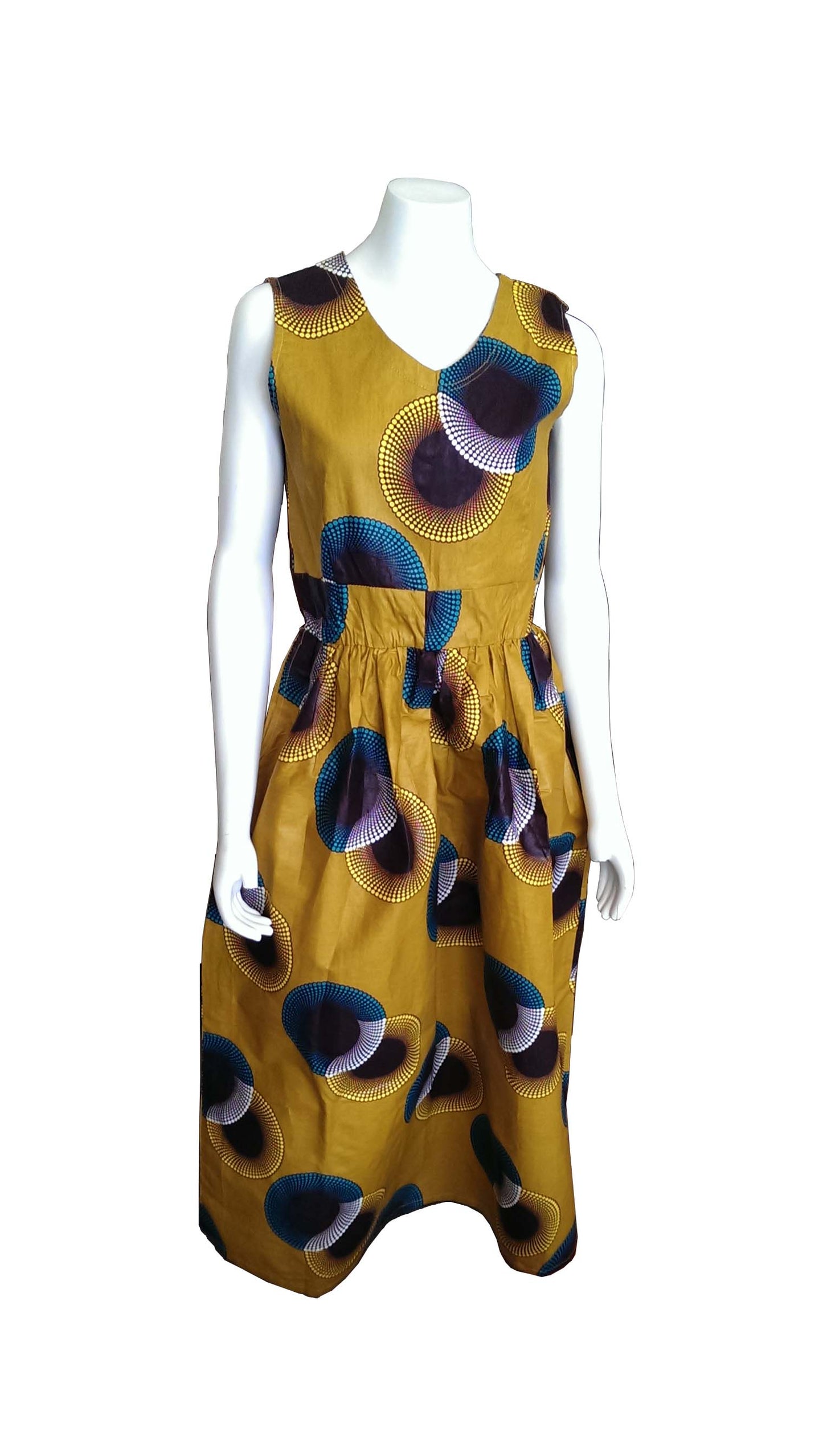 V-Neck Long African Dress (Size 8-10)