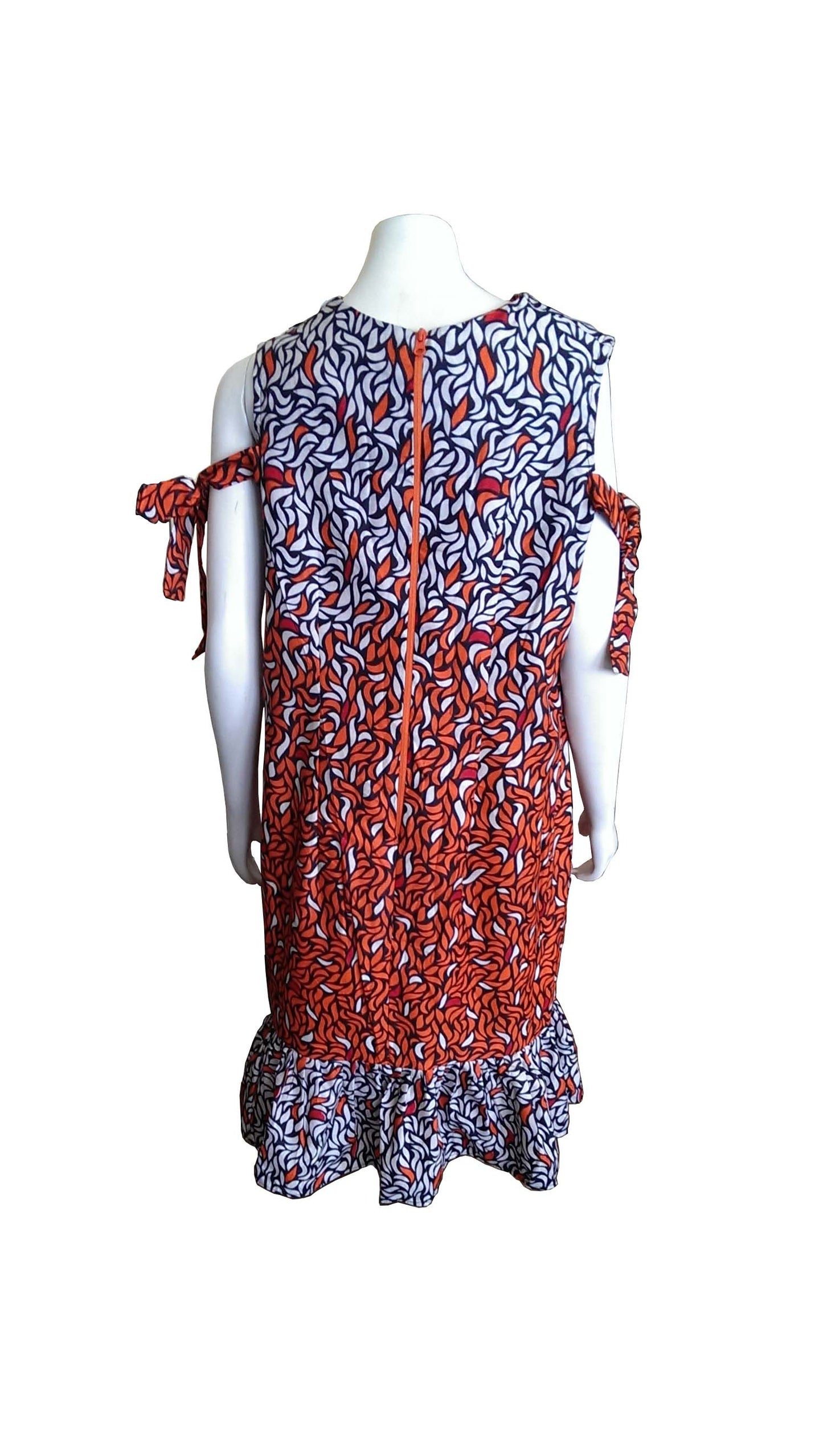 Mambo Dress with Orange, Cream, Red and Black Design Size 14