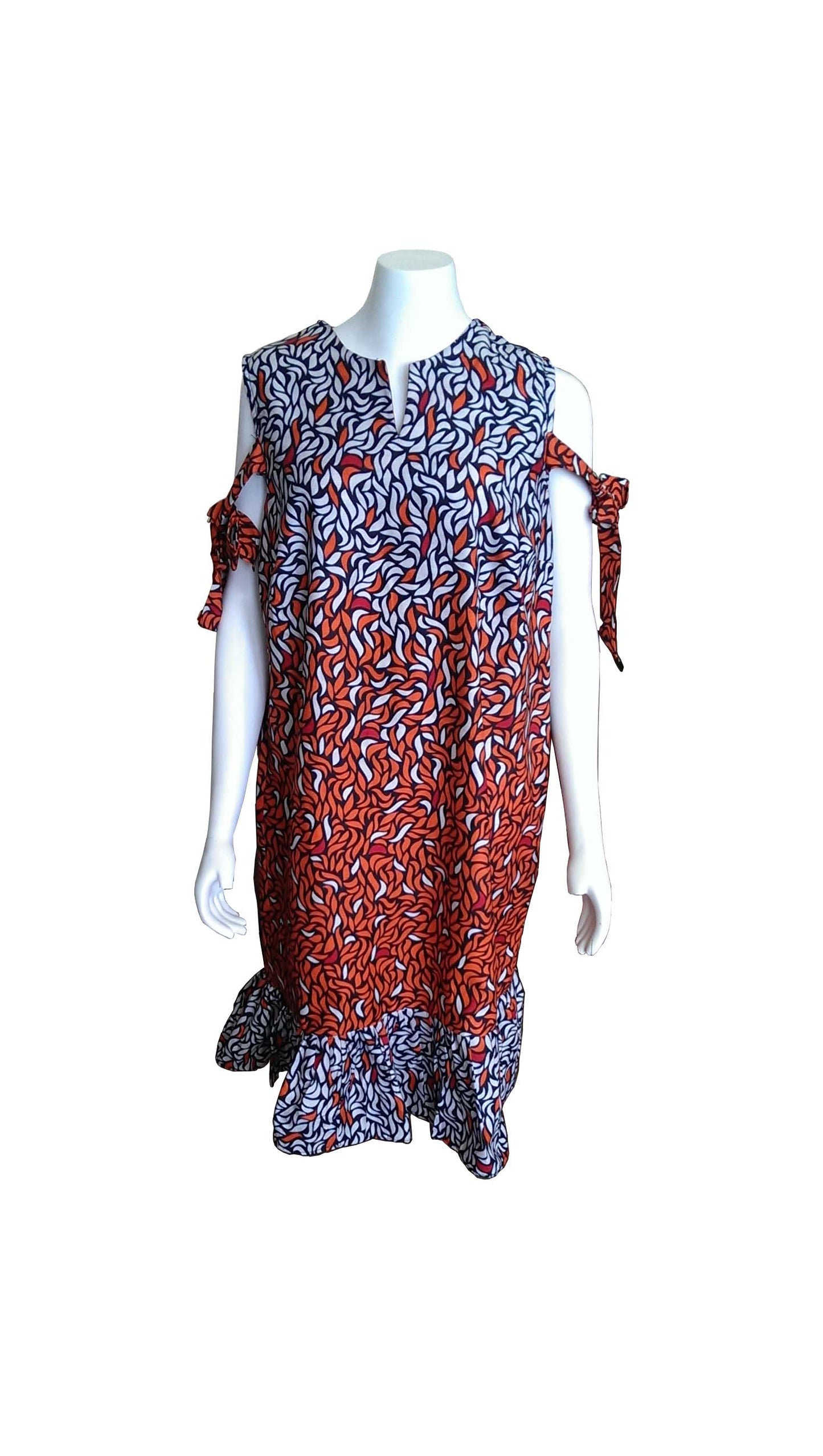 Mambo Dress with Orange, Cream, Red and Black Design Size 14