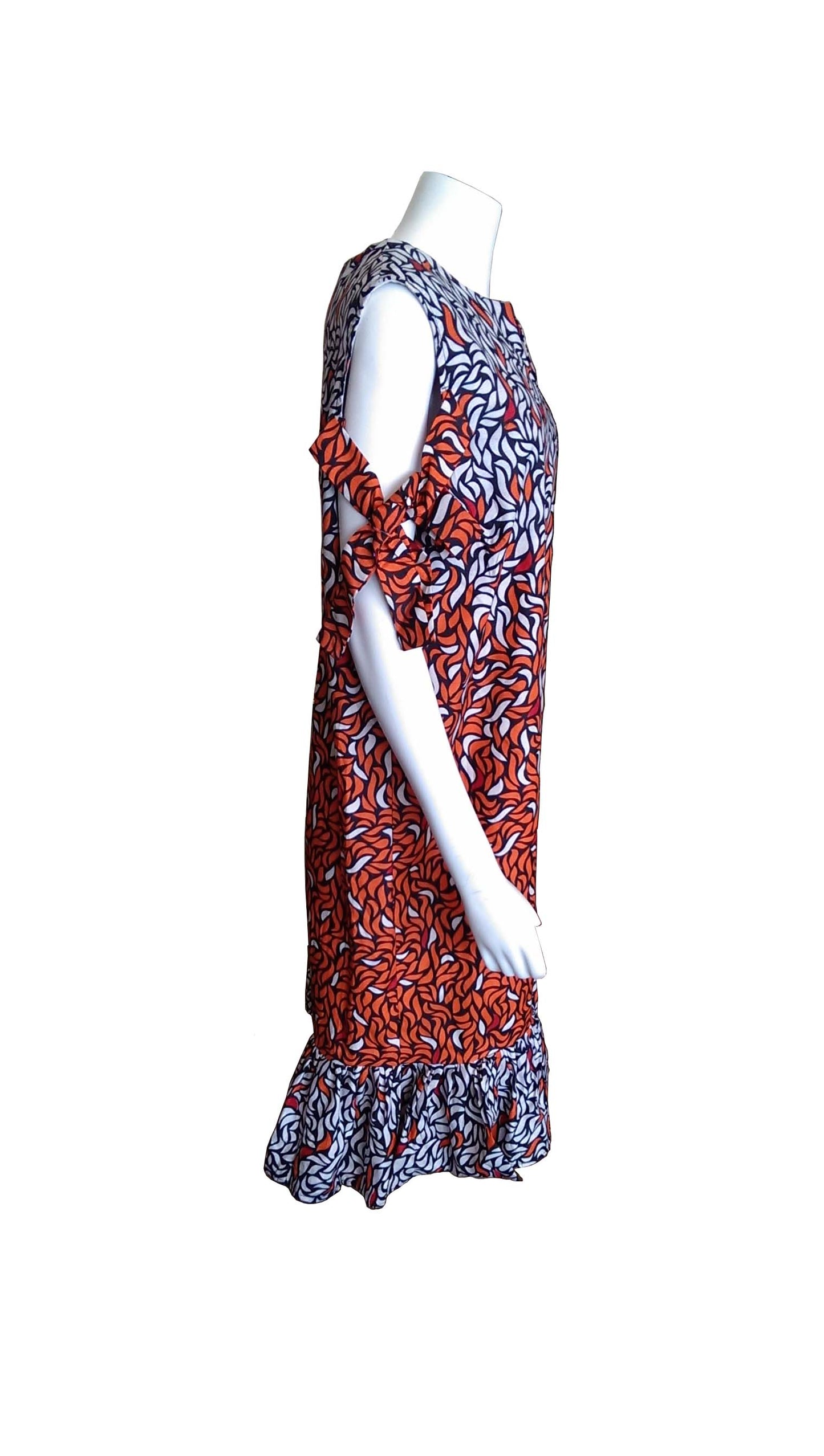 Mambo Dress with Orange, Cream, Red and Black Design Size 14