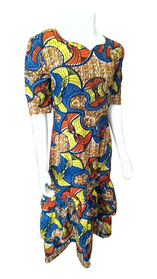 Zanzibar Multicolored Dress with Layered Hem