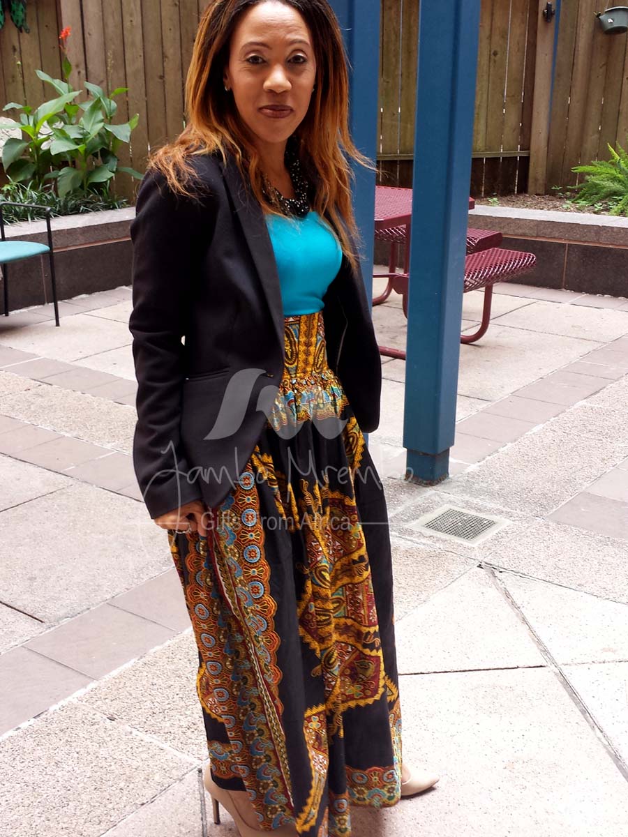 Dada Long African Print Skirts with Pockets