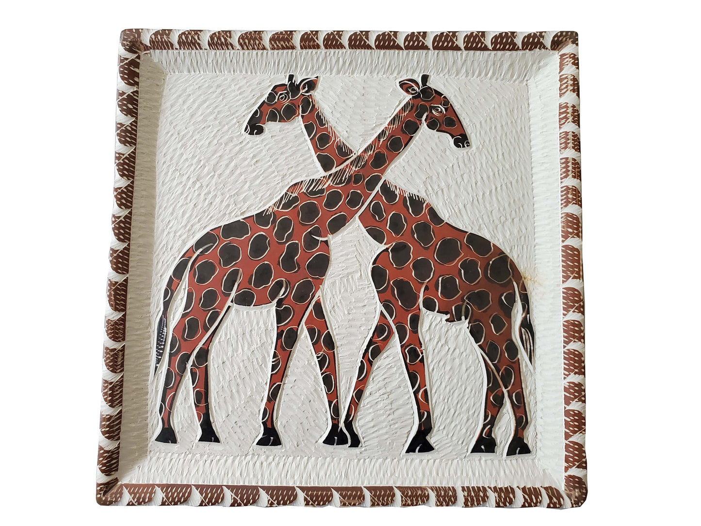 Embracing Giraffes Soapstone Plate Made in Kenya