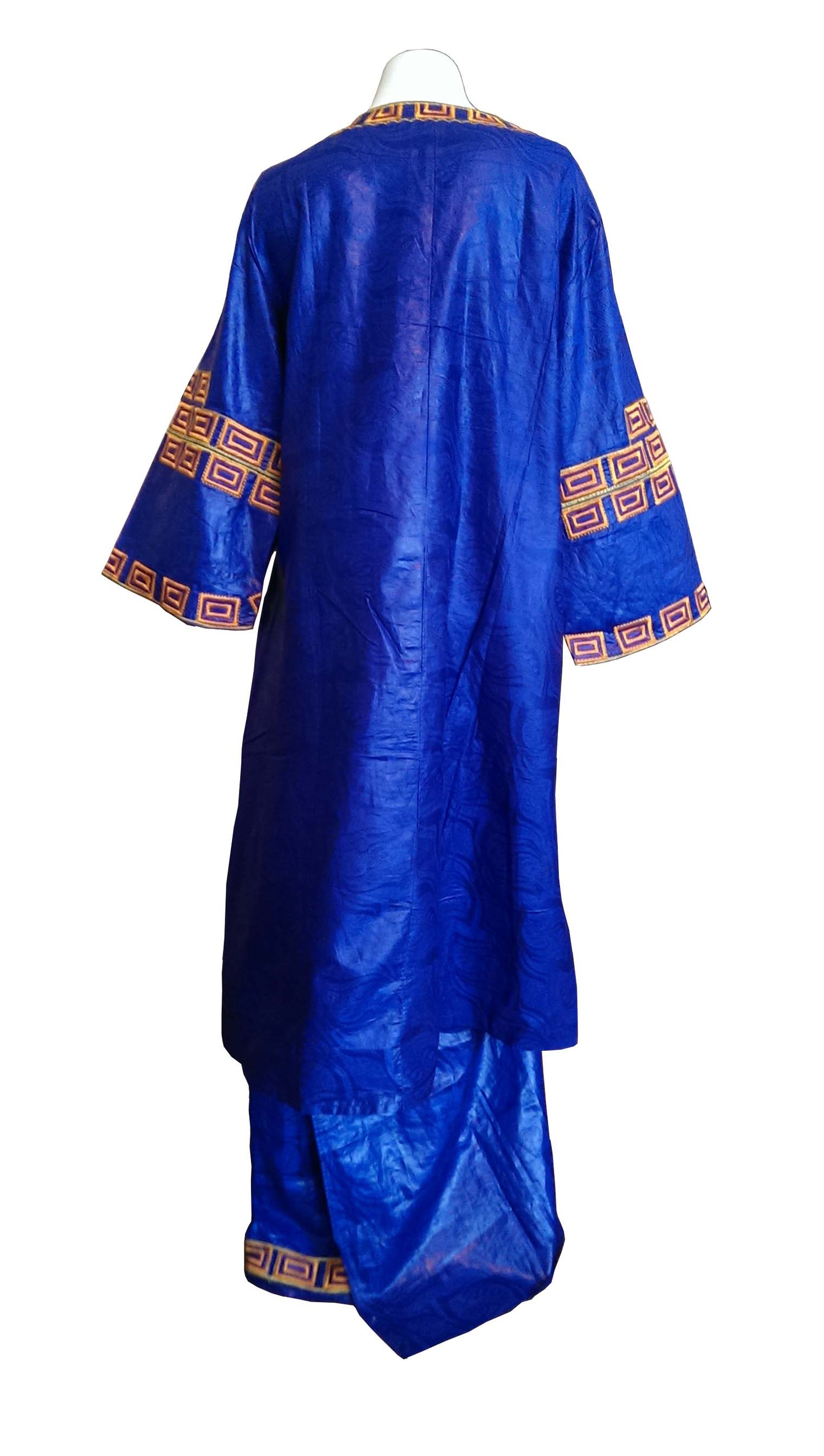 Blue Embroidered Long Top with Skirt