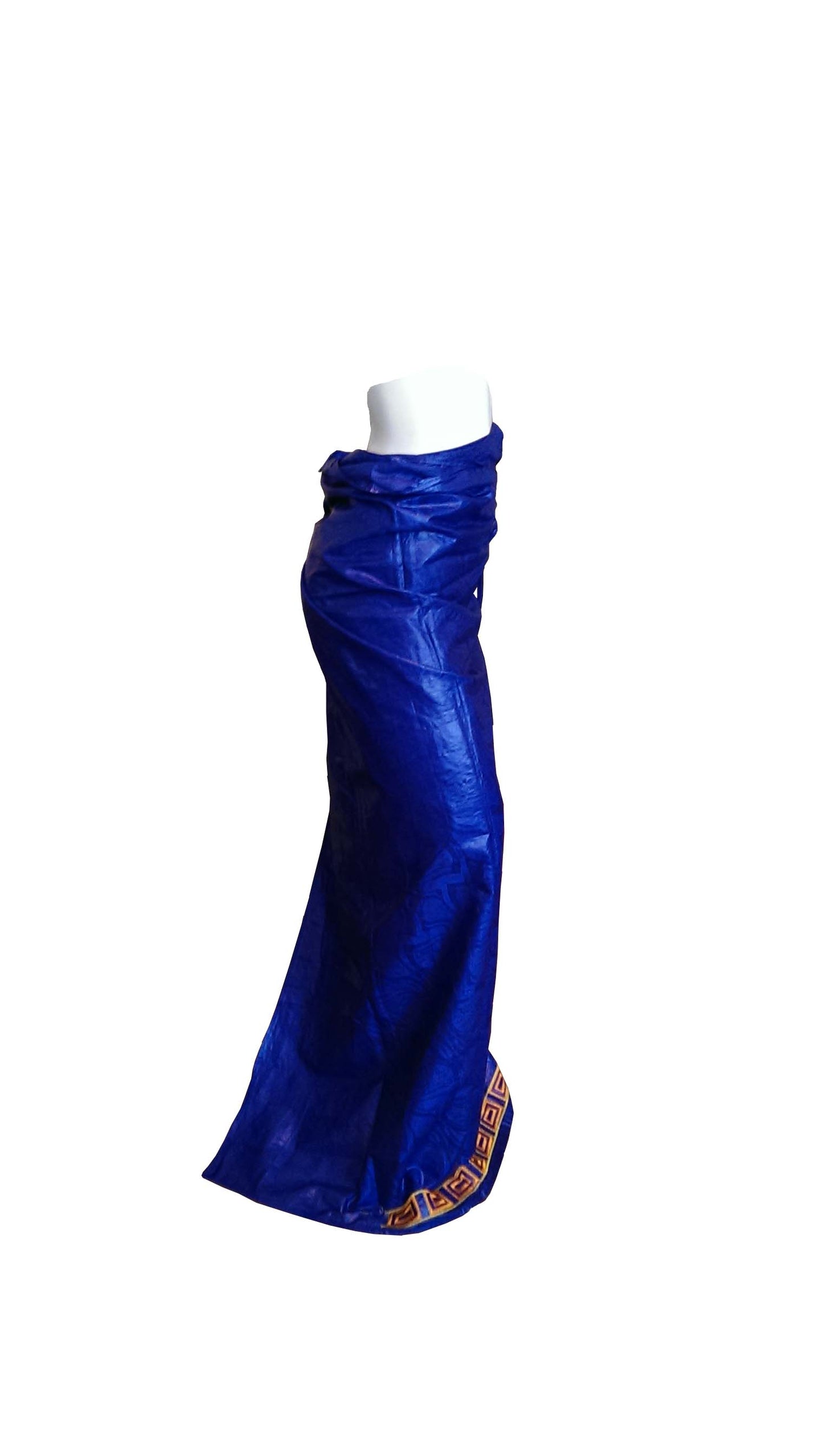 Blue Embroidered Long Top with Skirt