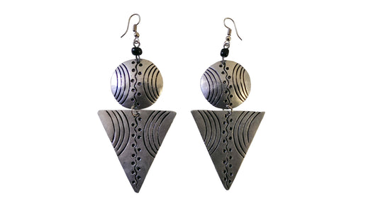 Circle and Triangular Pair of Earrings