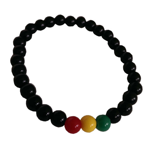 Unisex Bracelets with Black, Yellow, Green and Red Beads