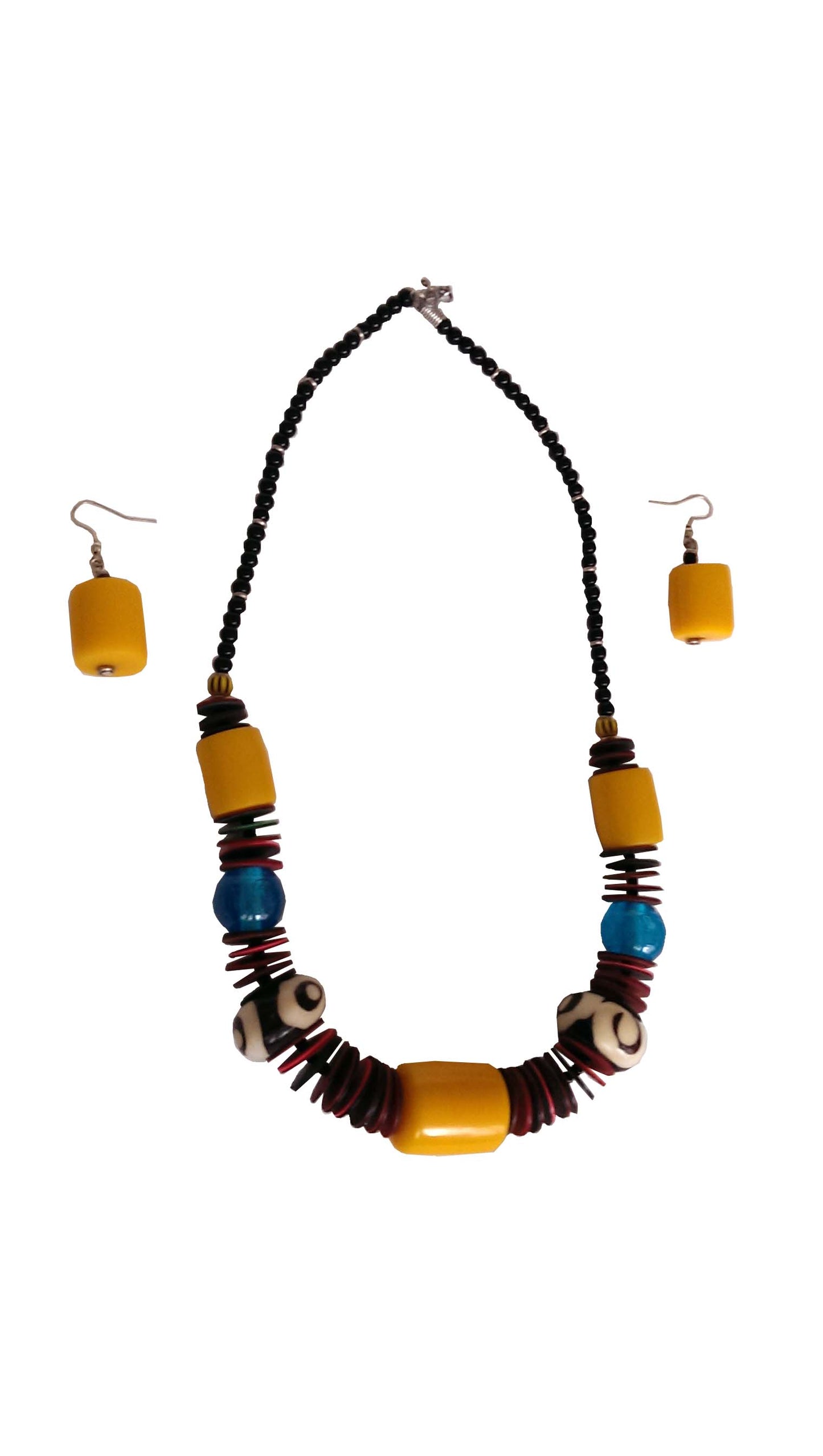 Zuri Yellow Beaded Necklace Set