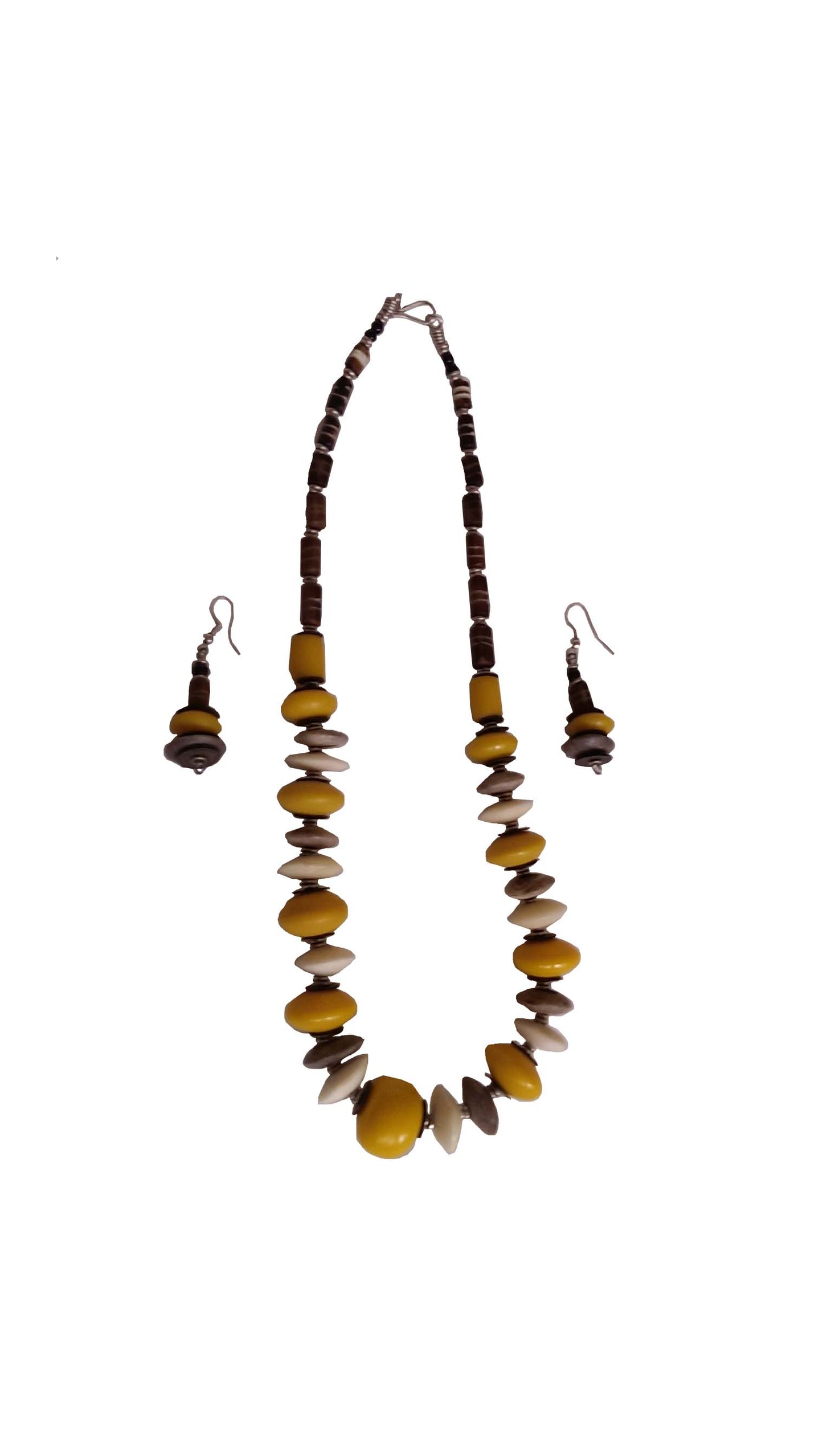 Kadada Yellow, White and Brown Necklace Set