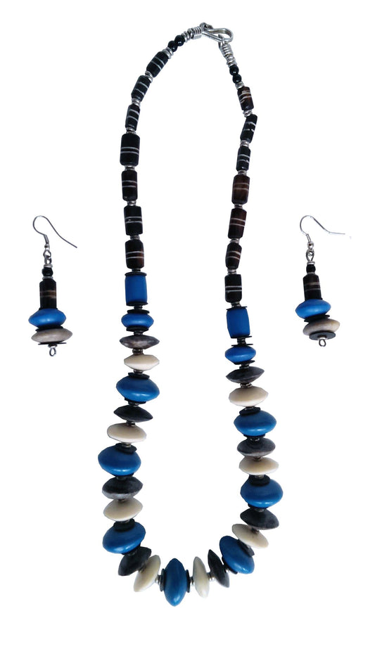 Kadada Blue, White and Brown Necklace Set