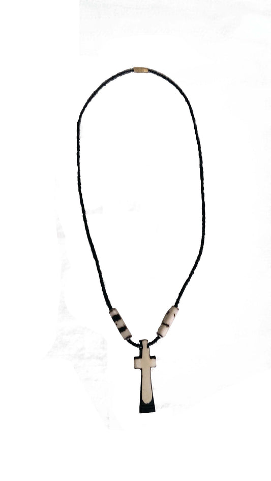 White and Black Cross Necklace (Unisex)