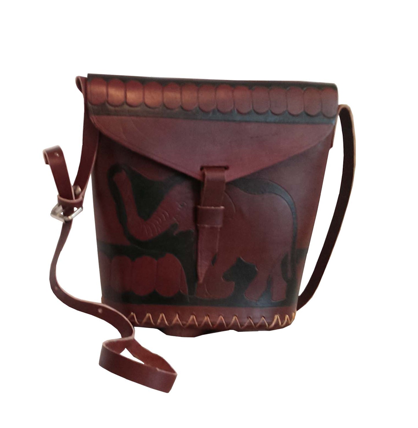 Safari Leather Bag with an Elephant