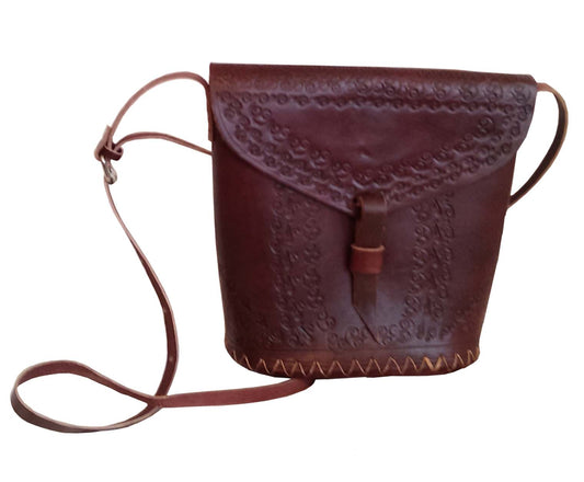 Safari Crossbody Leather Bag with Vertical Designs