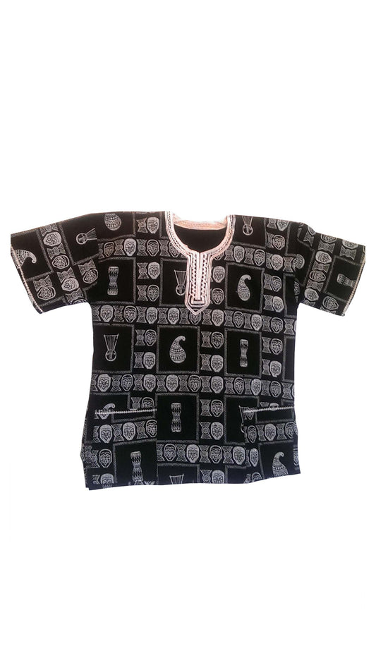 Dashiki/African Shirt with Masks and Musical Instruments