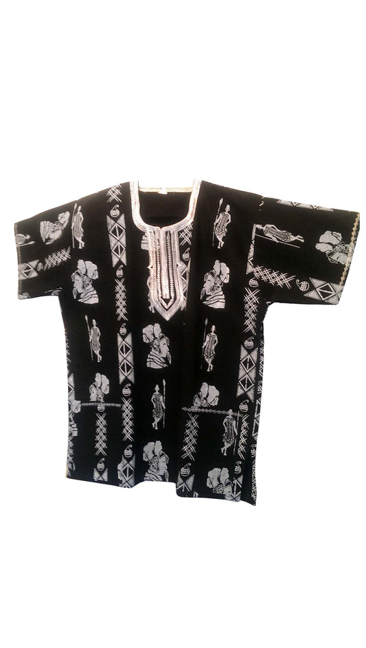 Dashiki/African Black and White Maasai Warrior Shirt