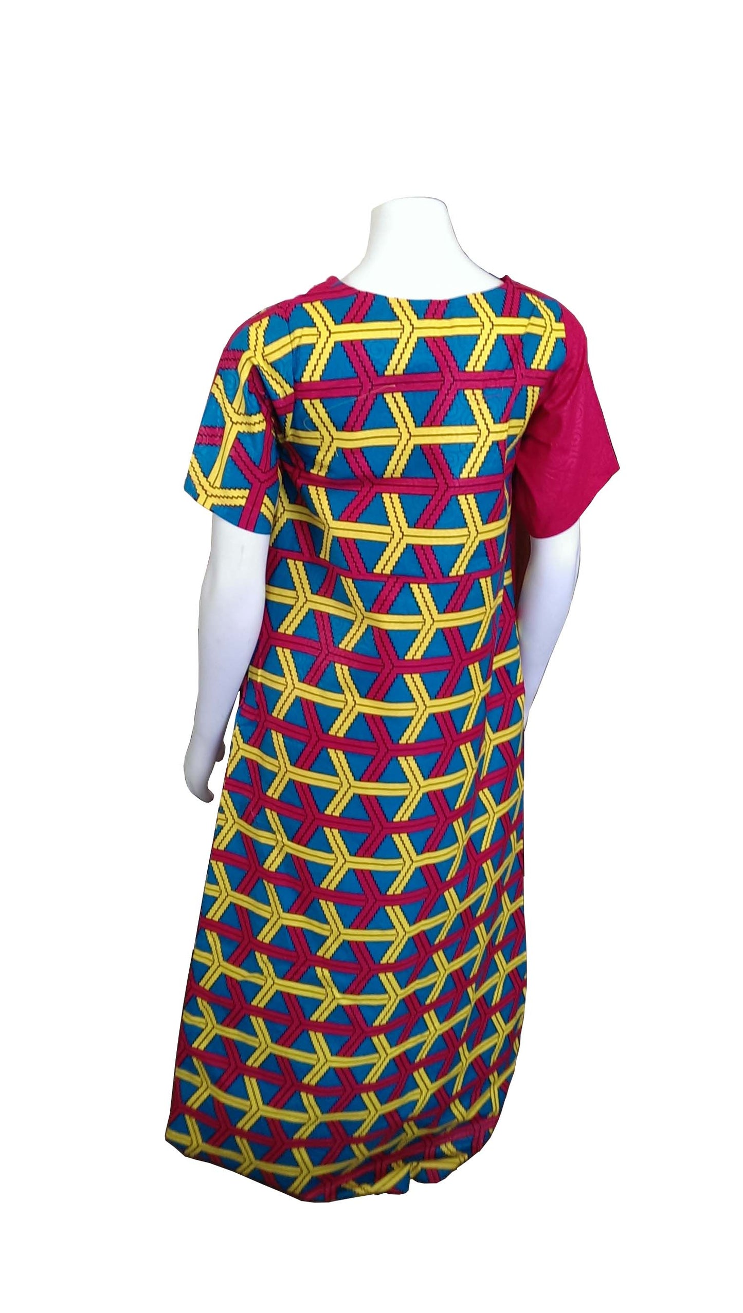 Shangazi Three Toned Dress with Pink, Yellow and Teal