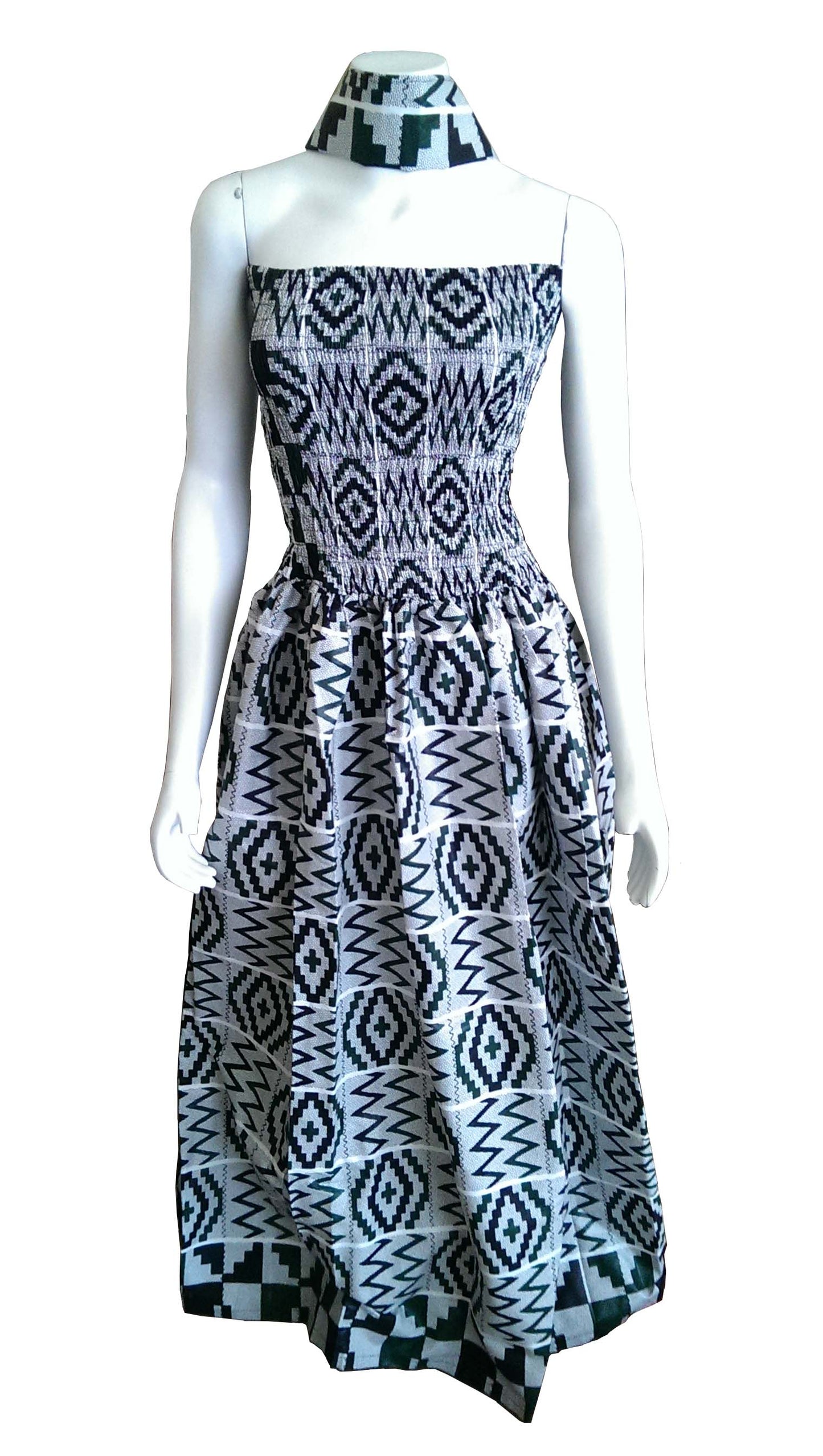 Cleo Strapless Dress in African Print