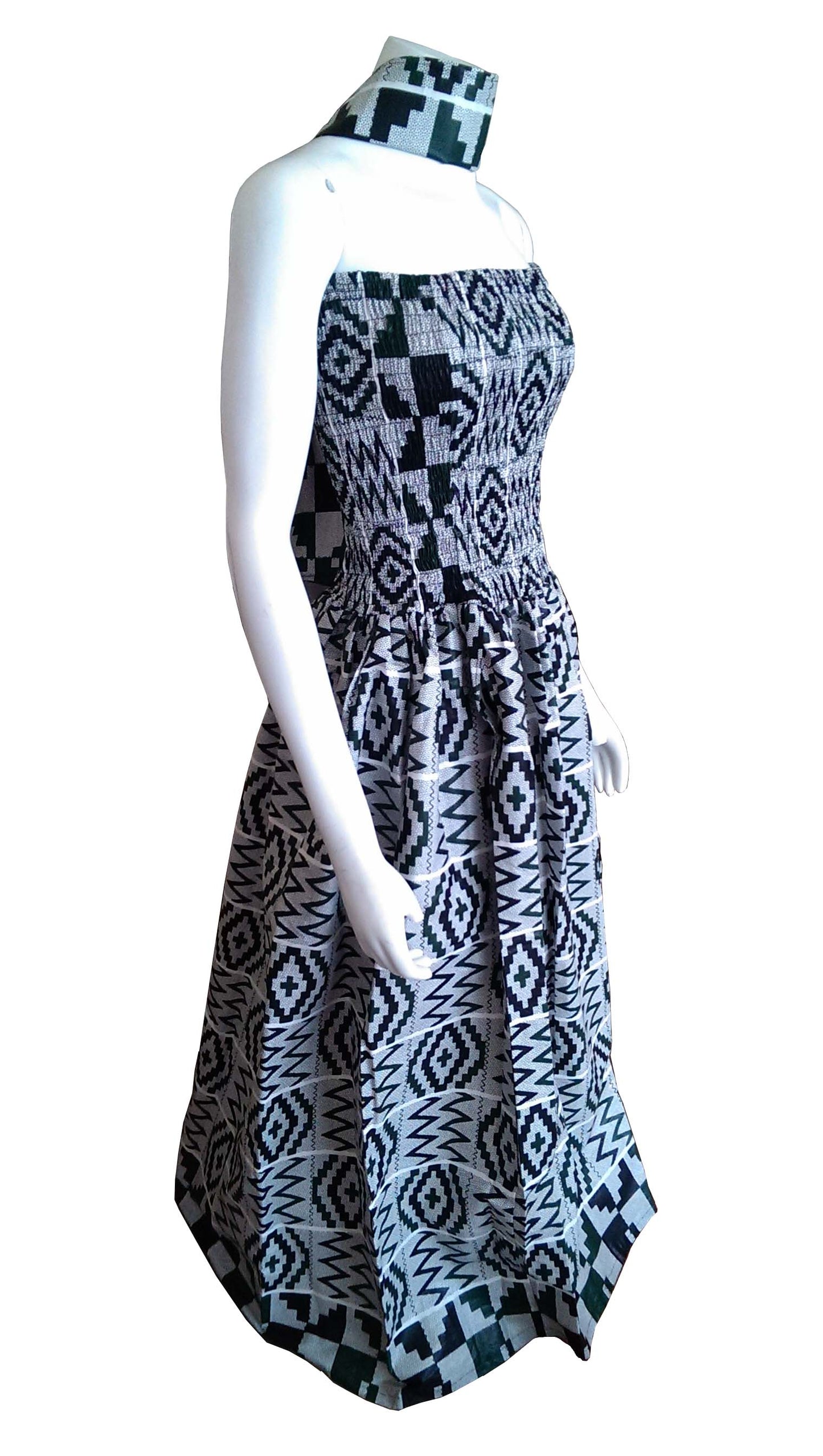 Cleo Strapless Dress in African Print