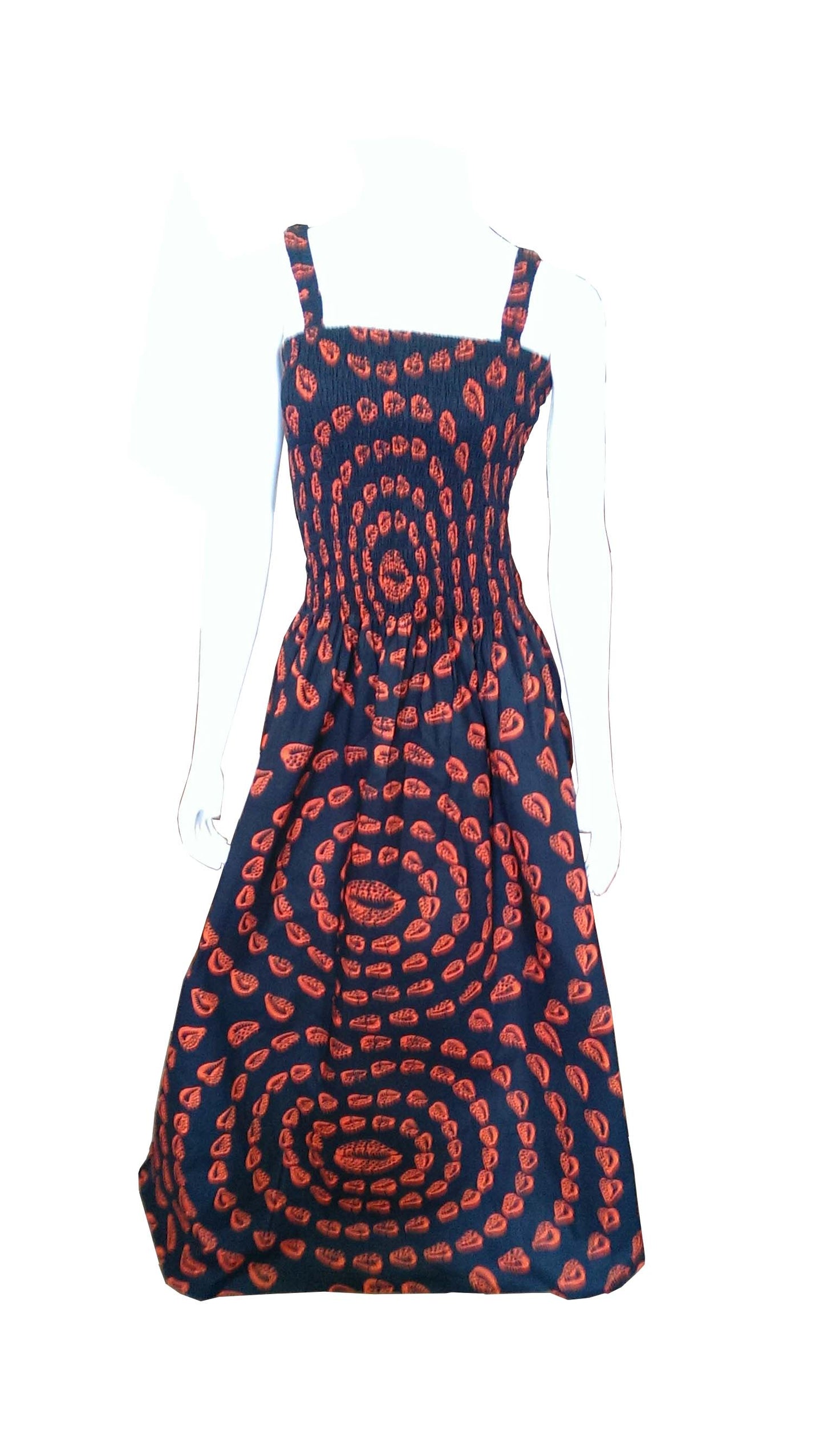 Furaha Sun Dress Orange and Black African Print