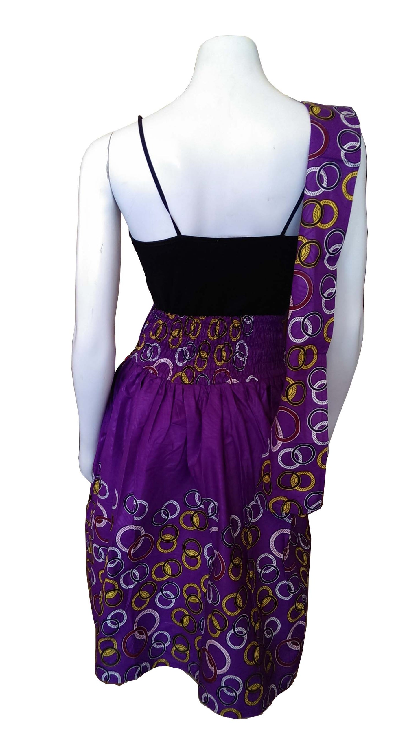 Sarafina Knee-length Skirt Purple with Gold and Black Circles