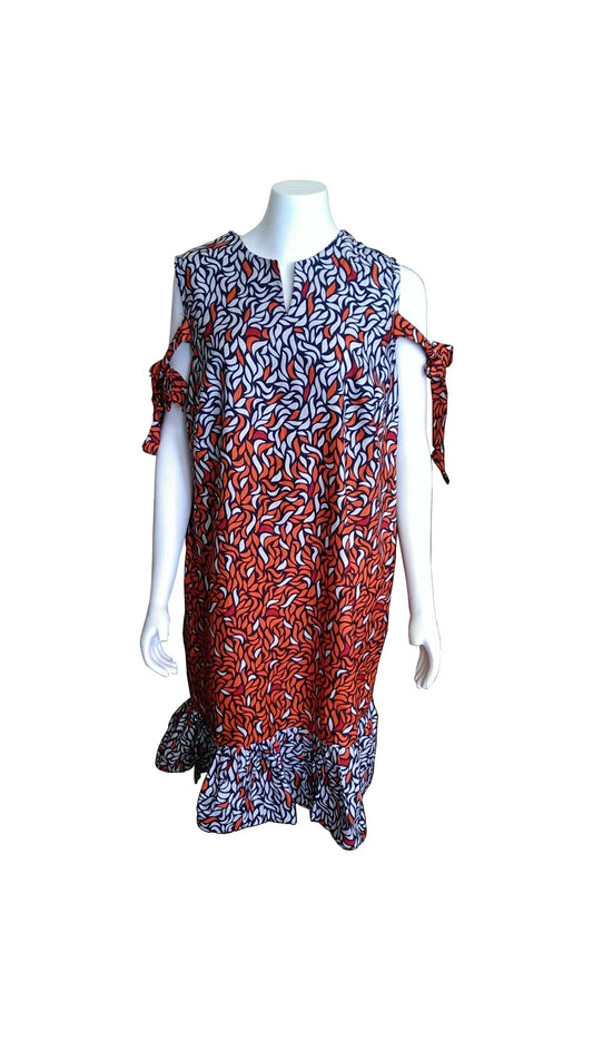 Mambo Dress with Orange, Cream, Red and Black Design Size 14