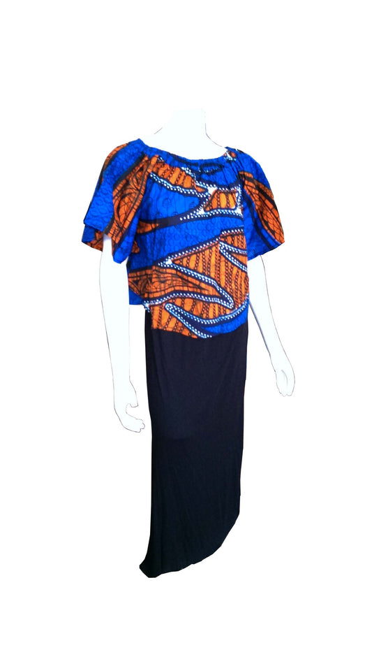 Shaka Blue Top with Orange and White Prints