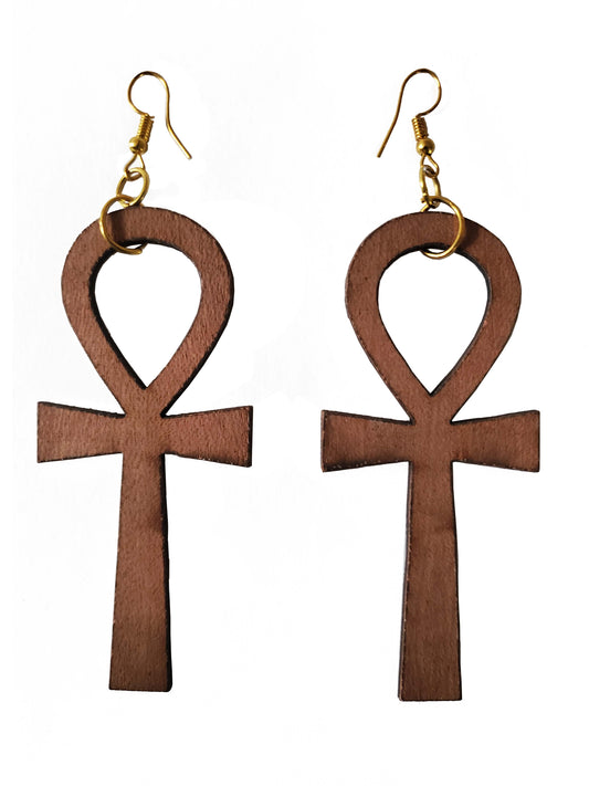 Brown Ankh Earrings