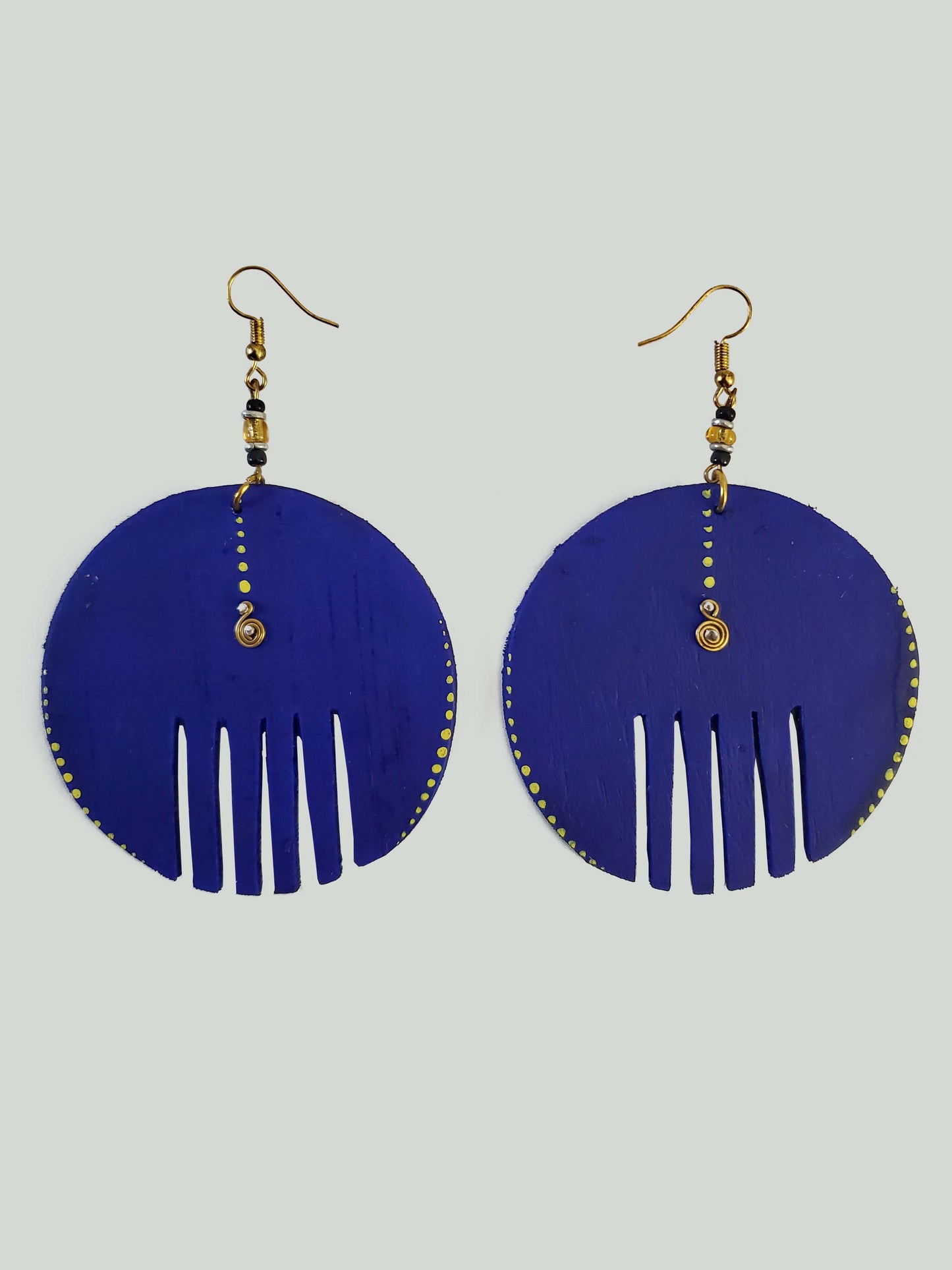 Round Purple and Yellow Comb Inspired Earrings